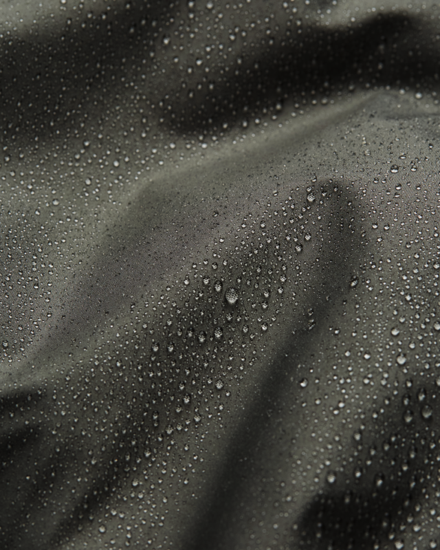 Close up of tentree forever chemical free outerwear, featuring non-toxic, PFAS-free DWR water-resistant coatings and recycled polyester membranes.